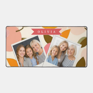Personalised Peach Pattern Cute Retro Summer Desk Mat
