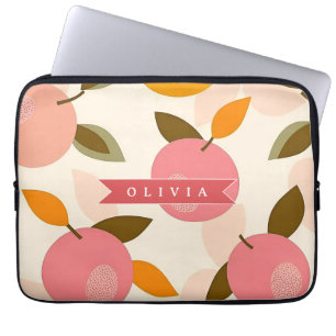 Personalised Peach Pattern Cute Retro Summer Laptop Sleeve