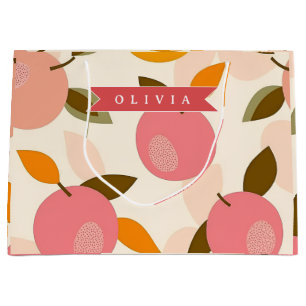 Personalised Peach Pattern Cute Retro Summer Large Gift Bag