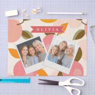 Personalised Peach Pattern Cute Retro Summer Tissue Paper