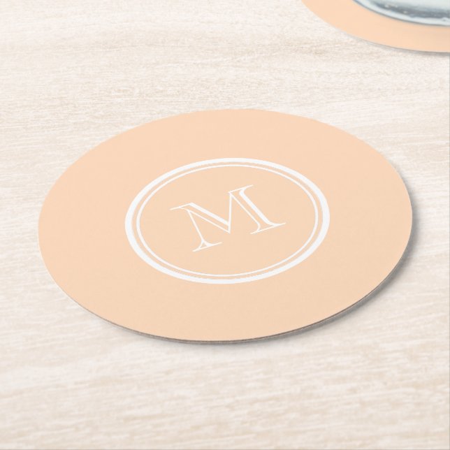 Personalised Peach Puff High End Coloured Round Paper Coaster (Angled)