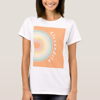Personalised Peach Retro Rainbow T-Shirt