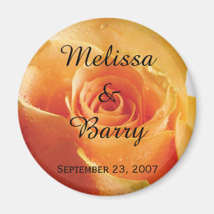 Personalised Peach Rose Wedding Magnet