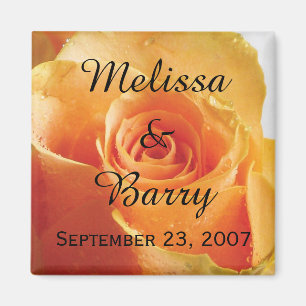 Personalised Peach Rose Wedding Magnet