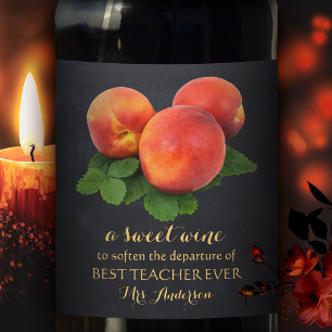 Personalised Peaches Sweet Teacher Wine Label