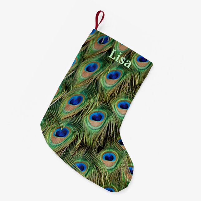 Personalised Peacock Christmas Stocking (Front (Hanging))