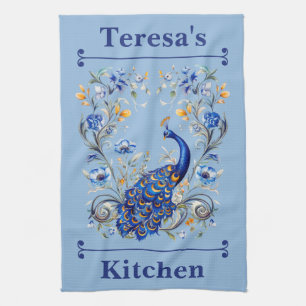 Personalised Peacock Design - Elegant Gift for Her Tea Towel