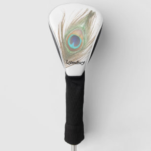 Personalised Peacock Feather Choose Background Golf Head Cover