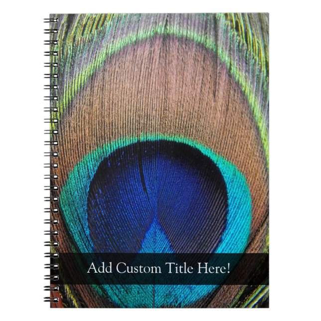 Personalised Peacock Feather Spiral Notebook (Front)