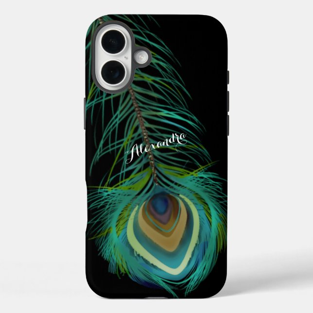 Personalised Peacock Feathers Case-Mate iPhone Case (Back)