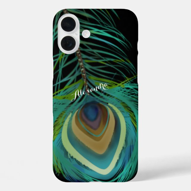 Personalised Peacock Feathers iPhone case (Back)