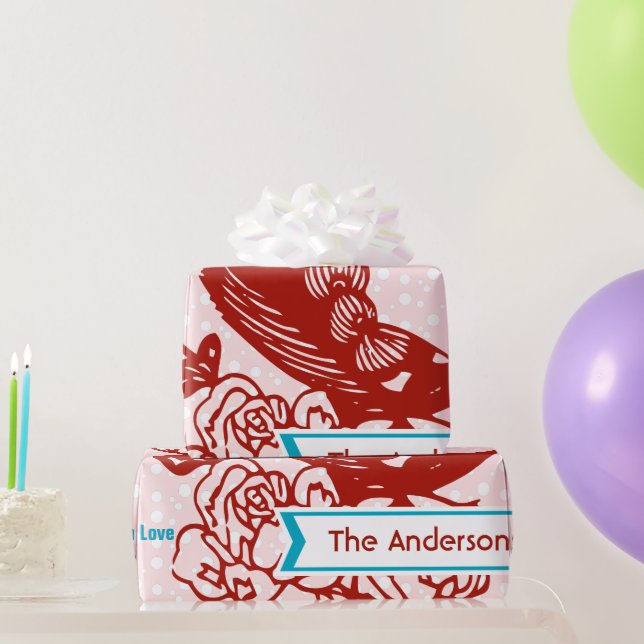 Personalised Peacock Holiday  Wrapping Paper (Party Gifts)