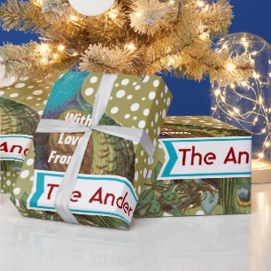 Personalised Peacock Holiday Wrapping Paper