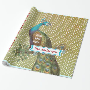 Personalised Peacock Holiday  Wrapping Paper