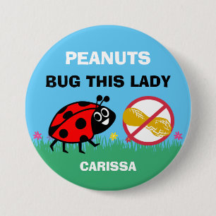 Personalised Peanut Allergy Alert Ladybug 7.5 Cm Round Badge