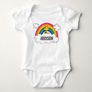 Personalised Peanuts Woodstock Rainbow & Clouds Baby Bodysuit