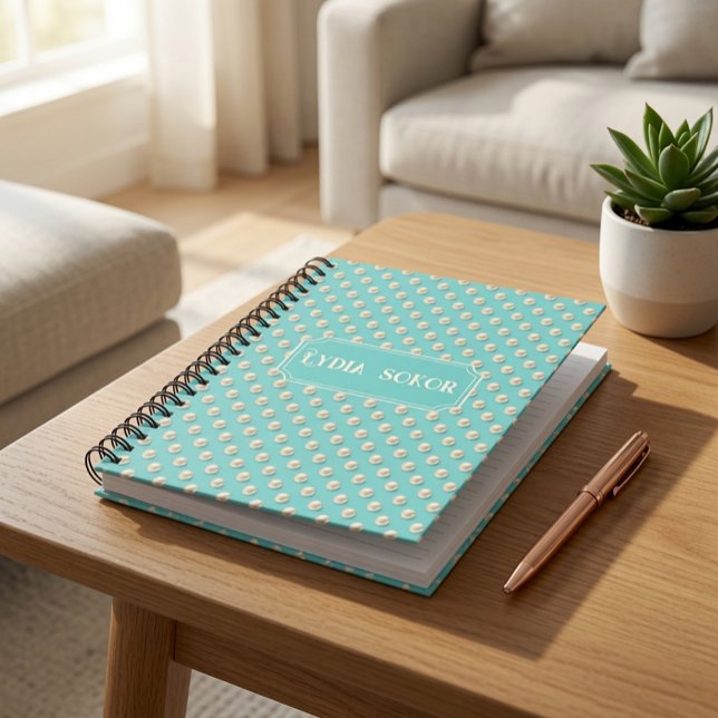 Personalised Pearl and Teal Notebook (Creator Uploaded)