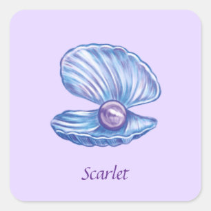 Personalised Pearl of the Ocean (Purple)  Square Sticker