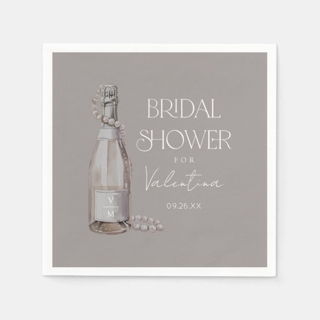 Personalised Pearls + Prosecco Bridal Shower Napkin (Front)