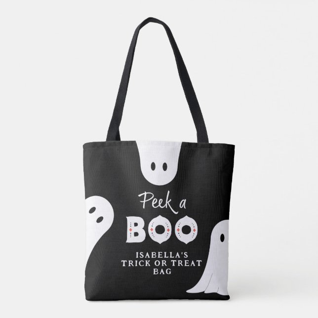 Personalised Peek A Boo Ghosts Trick or Treat Tote Bag (Back)