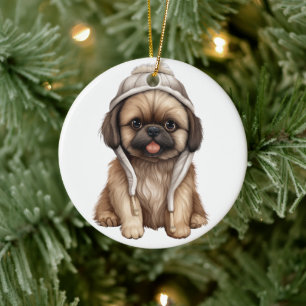 Personalised Pekingese Dog Ceramic Tree Decoration