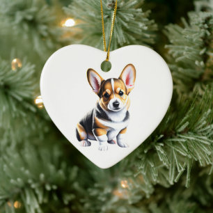 Personalised Pembroke Welsh Corgi Puppy Ceramic Tree Decoration