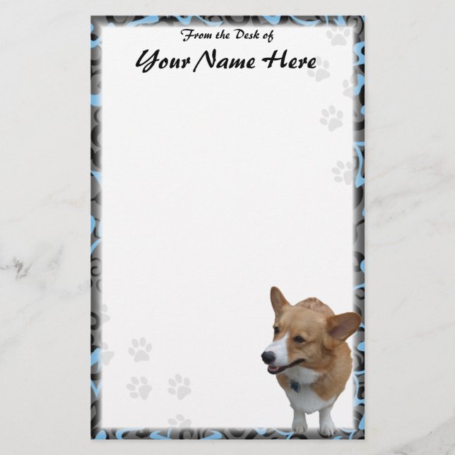 Personalised Pembroke Welsh Corgi Stationery (UL) (Front)