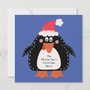 Personalised Penguin Christmas Party Invitation