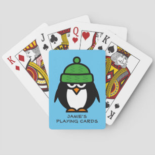 Personalised penguin design playing cards for kids