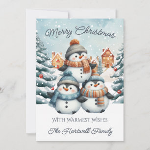 Personalised Penguin Flat Christmas Holiday Card