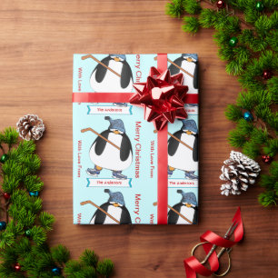 Personalised Penguin Holiday Wrapping Paper