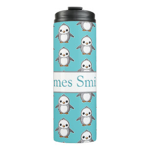 Personalised penguin kids drink tumbler