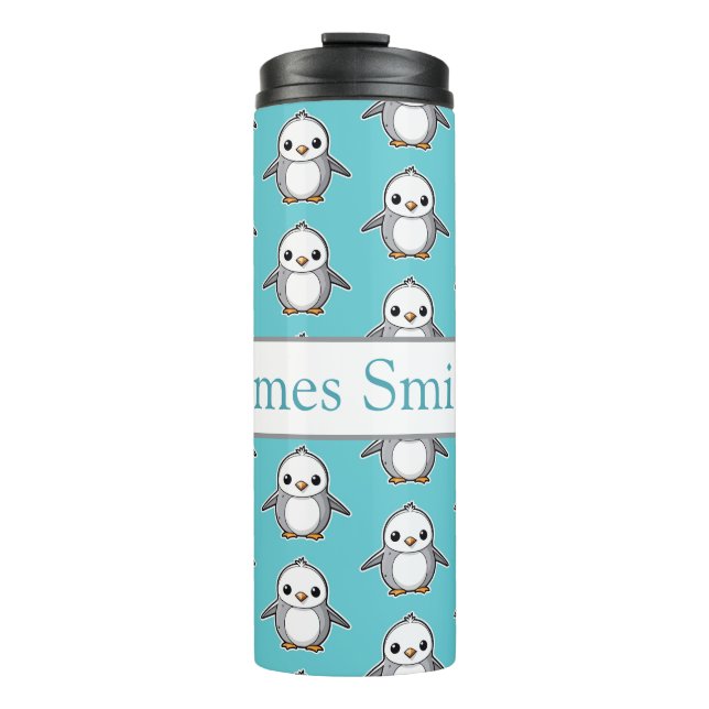 Personalised penguin kids drink tumbler (Front)
