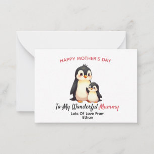 Personalised Penguin Mother's Day Card for Mummy
