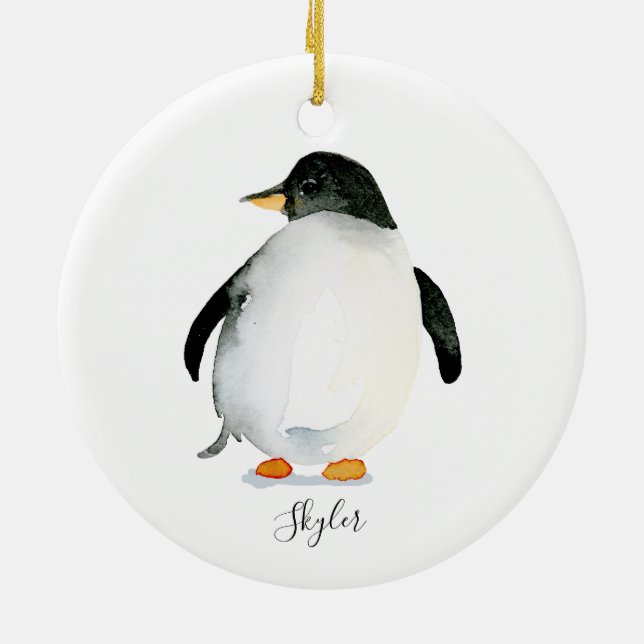 Personalised Penguin Ornament Handpainted (Back)