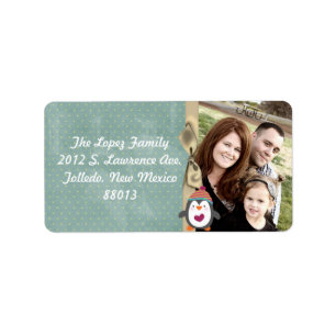 Personalised Penguin Photo Christmas Mailing Label
