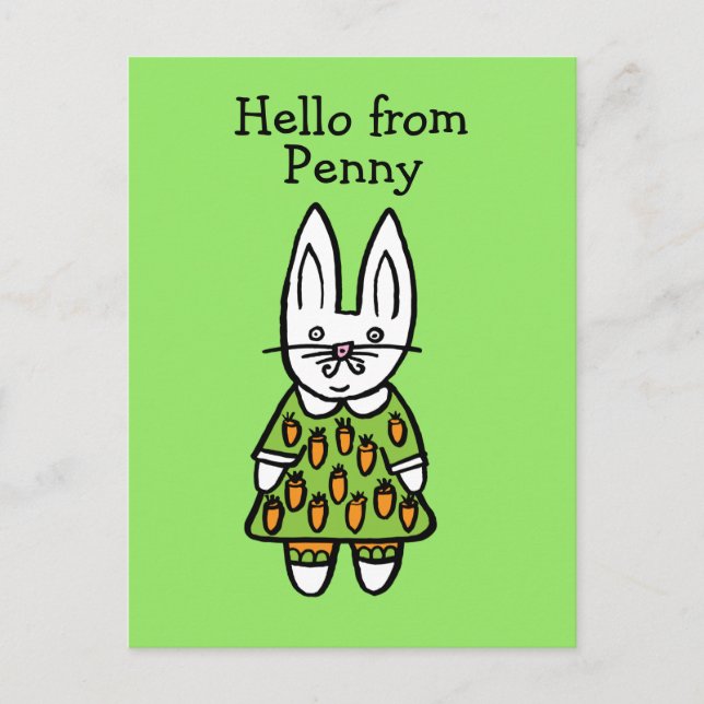 Personalised Penny the Rabbit Postcard (Front)