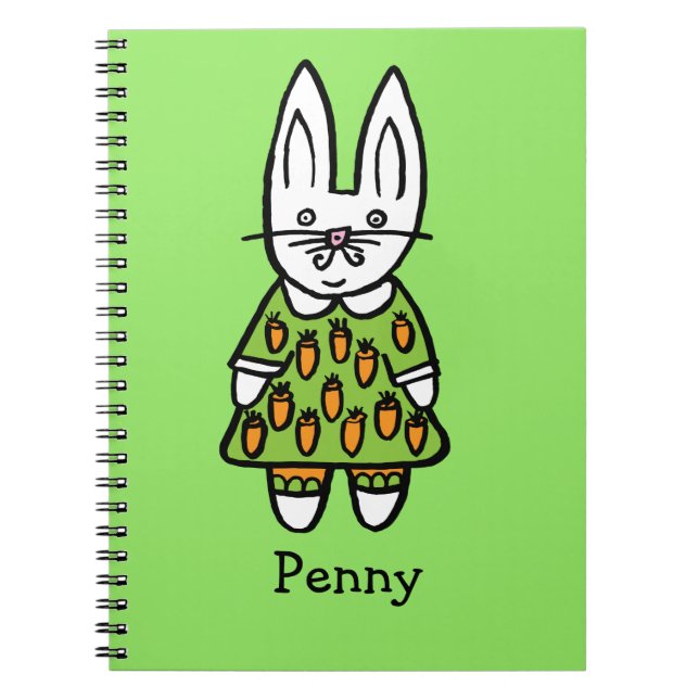 Personalised Penny the Rabbit Spiral Notebook (Front)