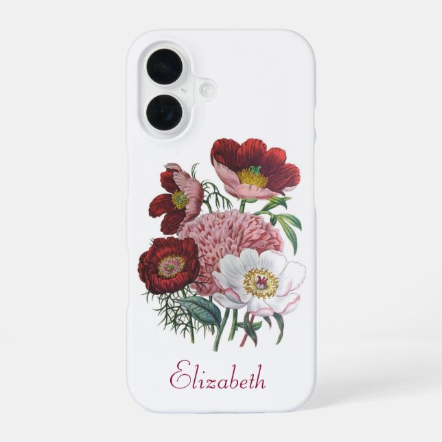 Personalised Peonies  iPhone 16 Case (Back)