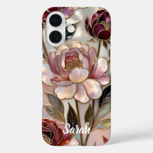 Personalised Peony Phone Case Blush Gold Floral