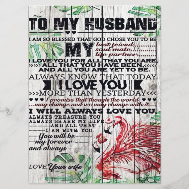 Personalised perfect letter | To my husband letter Menu (Front)