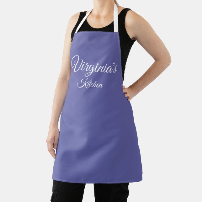 Personalised Periwinkle Apron (Insitu)