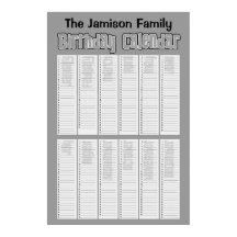 Personalised Perpetual Birthday Calendar