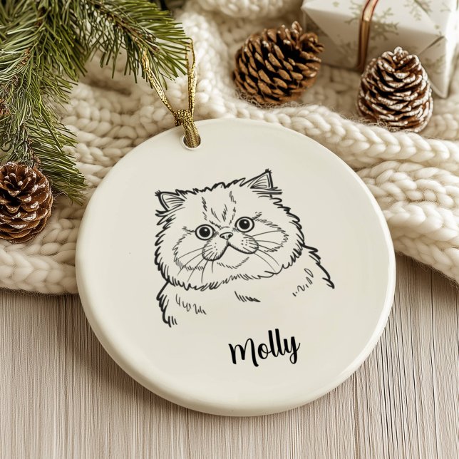 Personalised Persian Cat Christmas Ceramic Tree Decoration (Creator Uploaded)