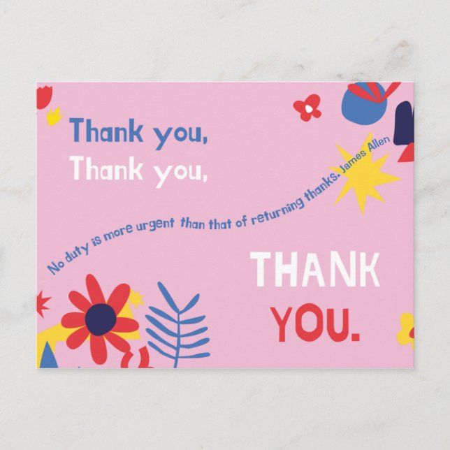 Personalised - Personal Quote Thank You Postcard (Front)