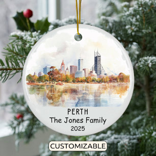 Personalised Perth Ornament, Australia Ceramic Tree Decoration