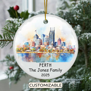 Personalised Perth Ornament, Australia Ceramic Tree Decoration