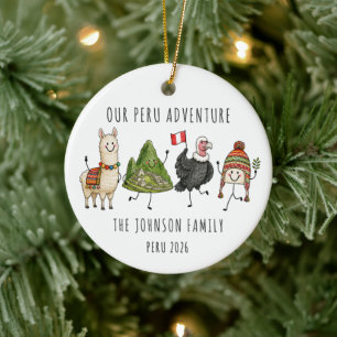 Personalised Peru Family Trip Ornament