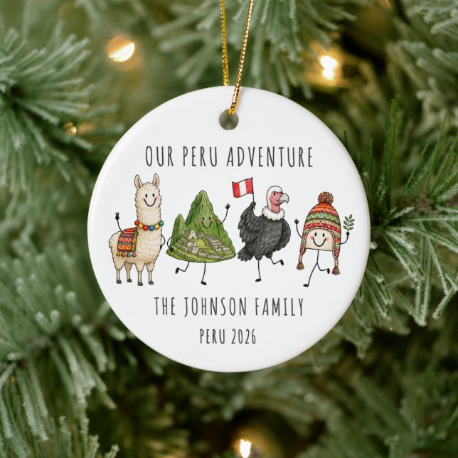 Personalised Peru Family Trip Ornament (Tree)