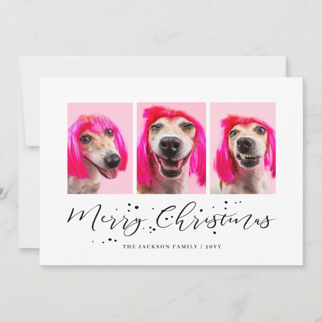 Personalised Pet 3 Photo Christmas Holiday (Front)